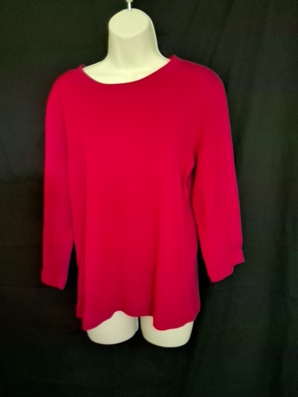 NWT Chico's Red CARDINAL 3/4 Sleeve Scoop Neck Top Size 2 / M 100% Cotton